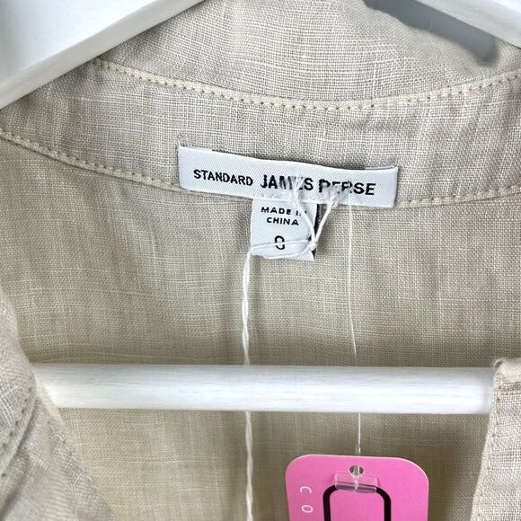 NEW James Perse Natural Tan Boxy Linen Shirt Size 0 - Picture 4 of 5